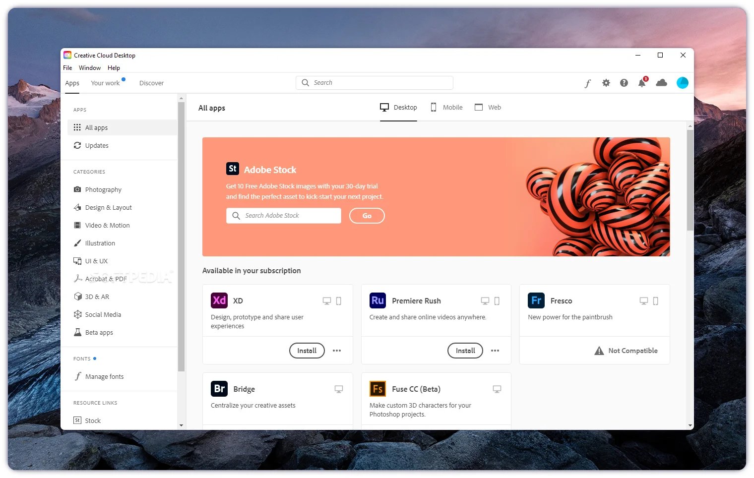 Adobe Creative Cloud interface