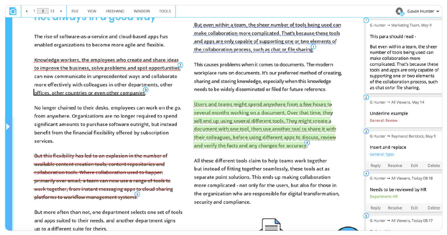 Annoatate tool for smart document collaboration user layout