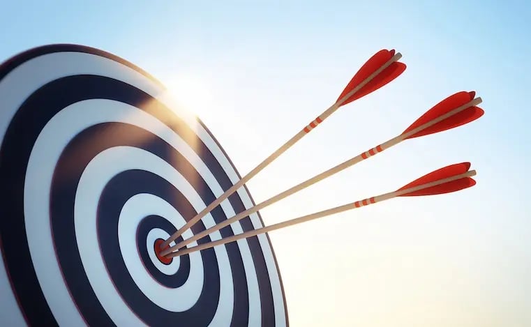 Arrows sticked in goal dart in the middle