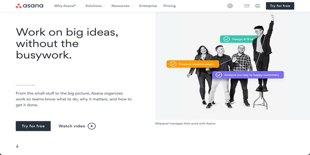 asana landing page