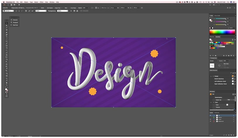 Cineware for Illustrator dahsboard with tools sidebar and project view