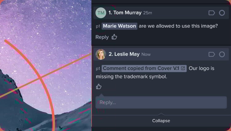 comments section in ziflow proofing application - oru logo is missing the trademark symbol