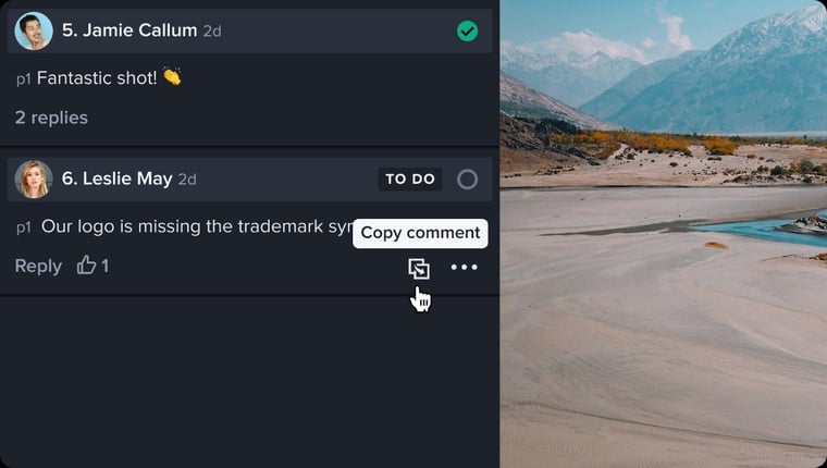 Copy comments on lower plans (starter+) in Ziflow