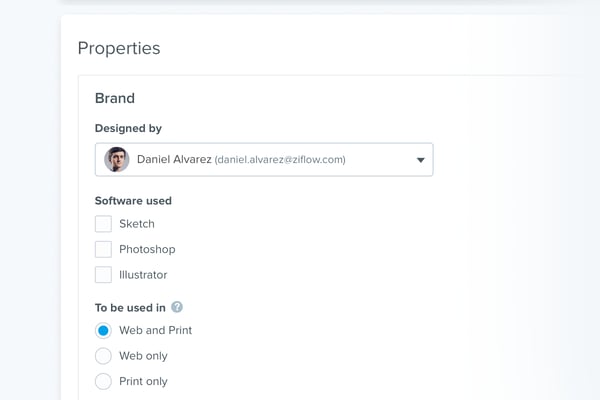 Online proofing assets properties settings for approval process