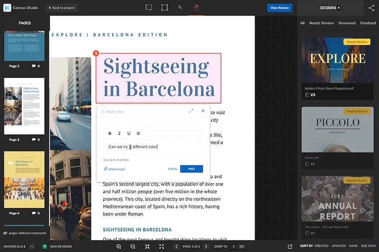GoVisually online proofing user interface with creative text proof