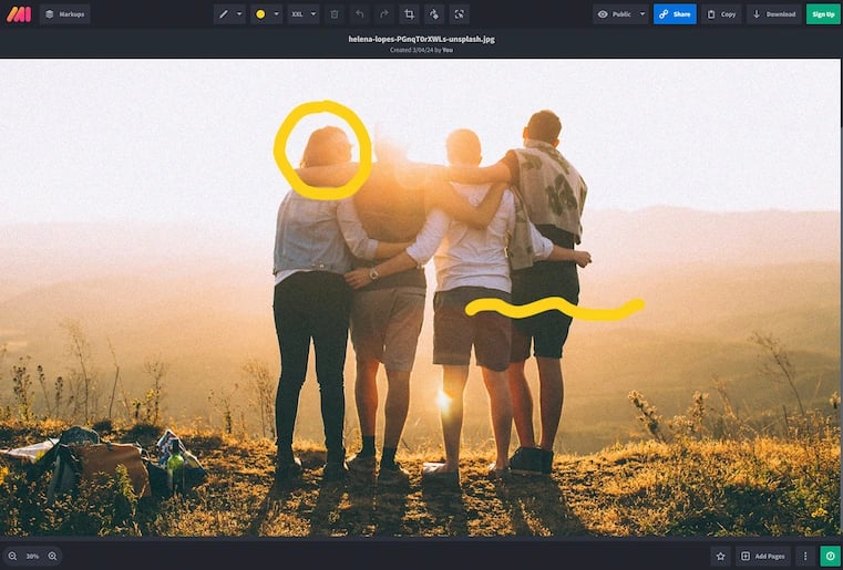 Markup Hero interfacce with highlighted proof option