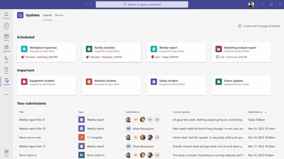 Microsoft Teams display panel presenting scheduled meetins and other details