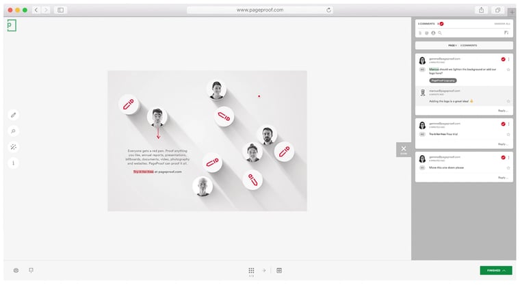 Pageproof content review with comments dashboard