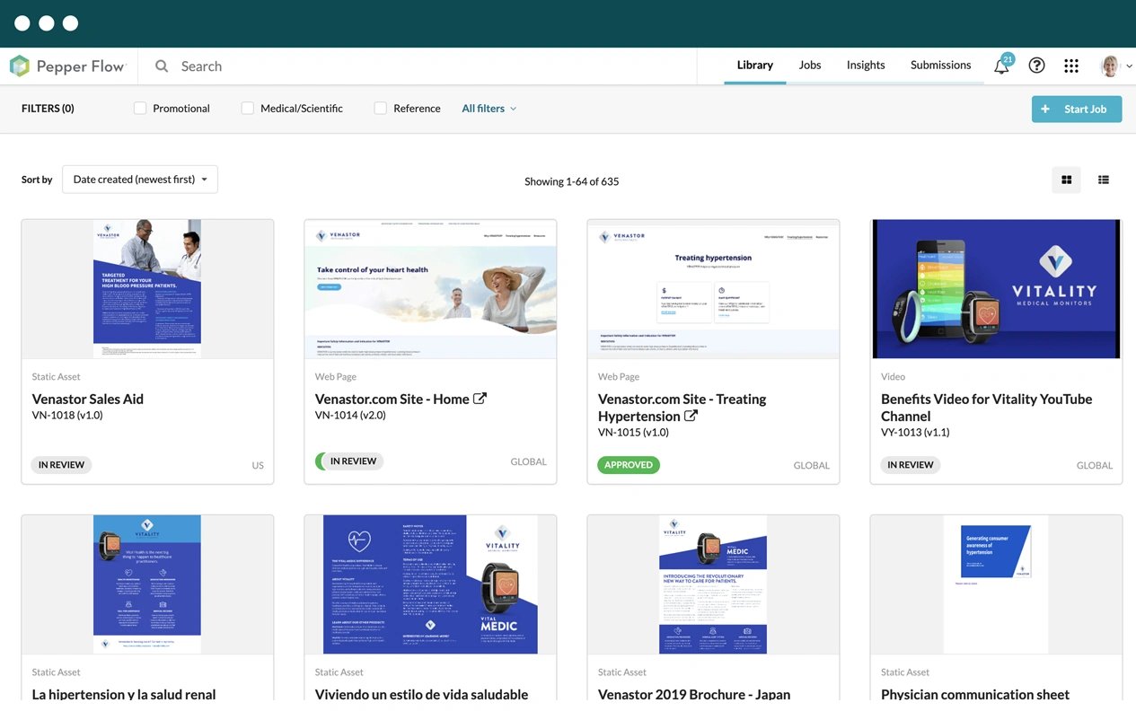 pepperflow user interface main dashboard grid view