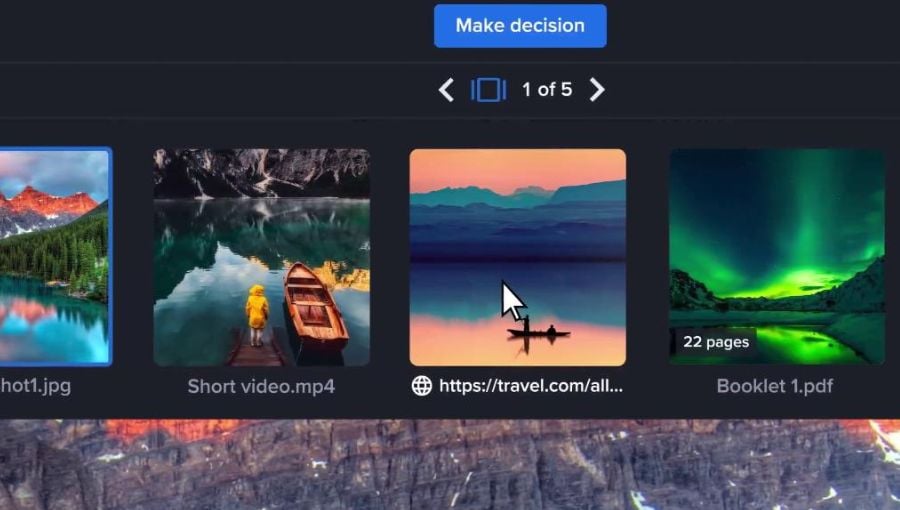 Proof batch review carousel in Ziflow online collaboration platform