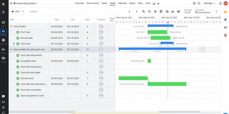 ProofHub user interface with list of proofs and their progress