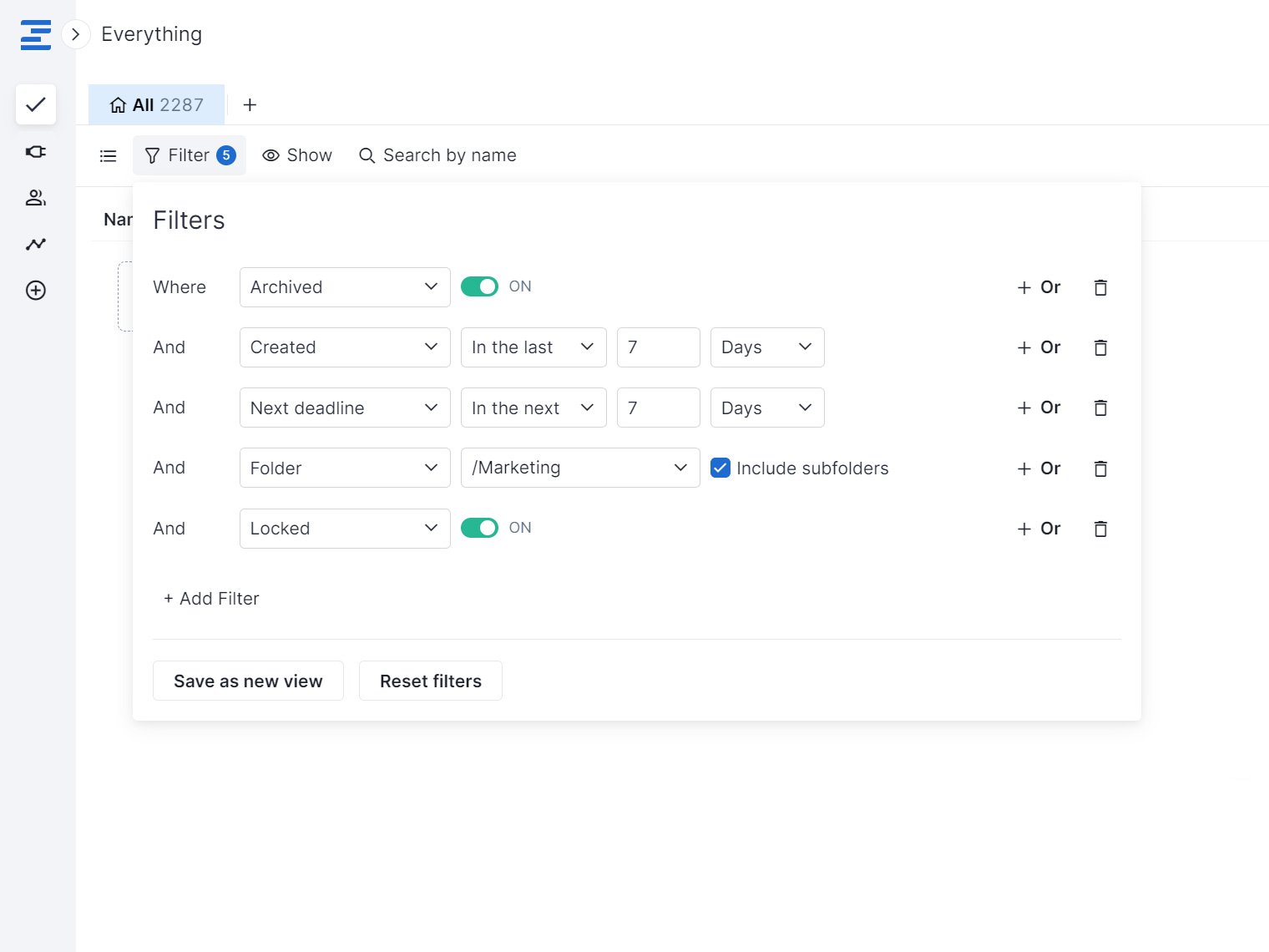 Proofs and content filtering feature of Ziflow with options