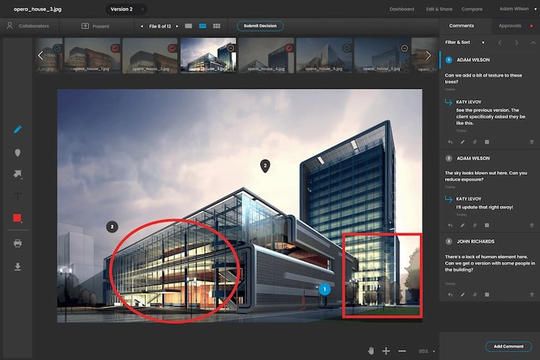 ReviewStudio creative online proofing software dashboard