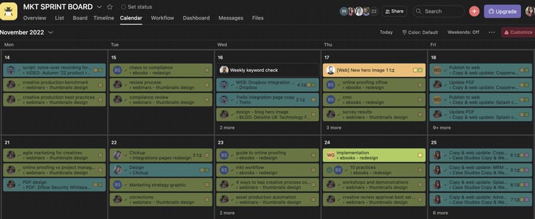 Sample Asana project management for web design projects