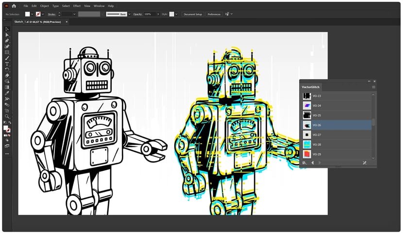 VectorGlitch for instant glitched style creation to a vector art distortion