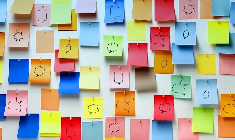 Wall full of sticky notes