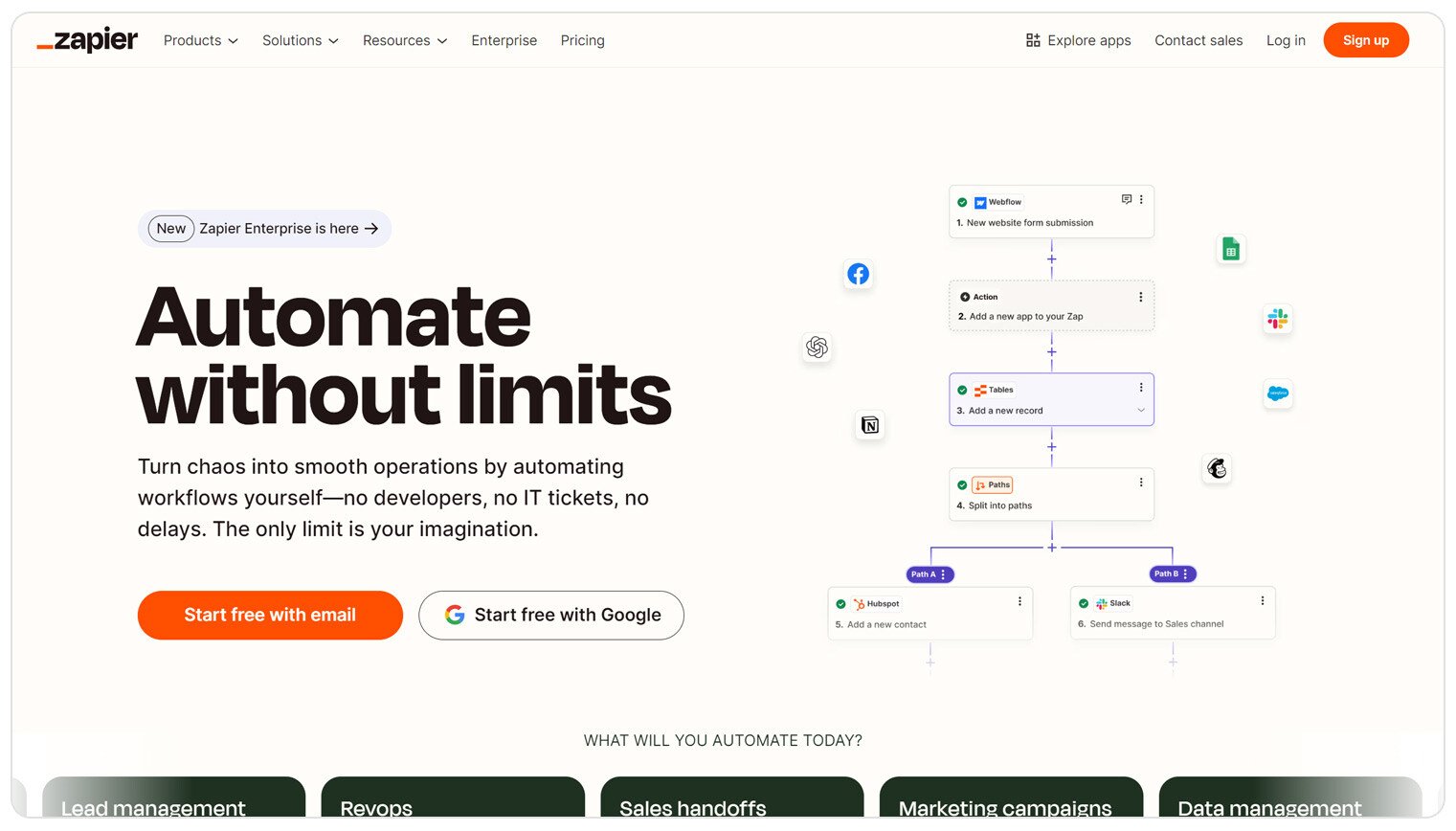 Zapier for automations, automate without limits