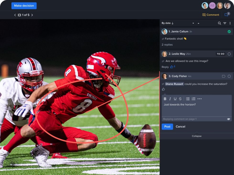 Ziflow comments review with NFL players and markup tool-1