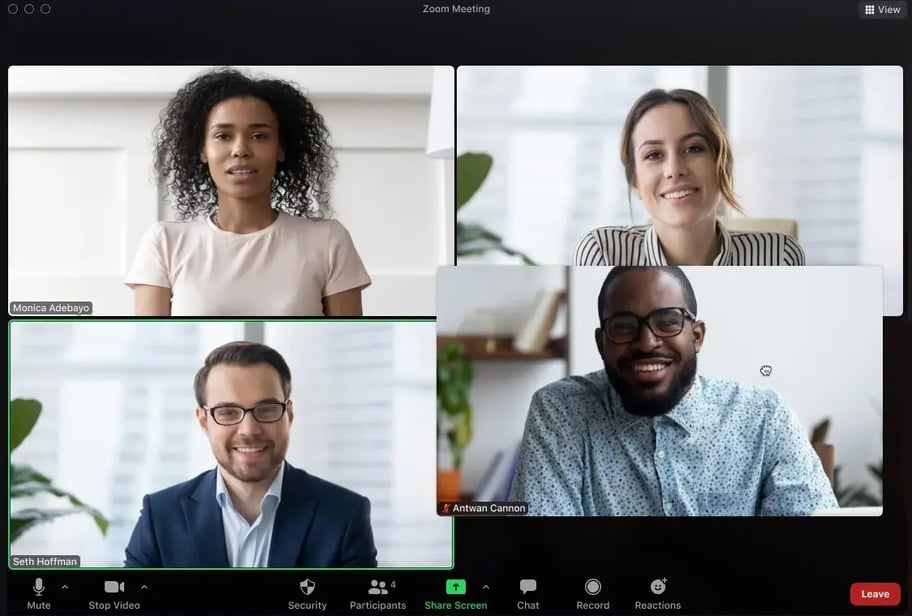 Zoom call speakers discussing important matters