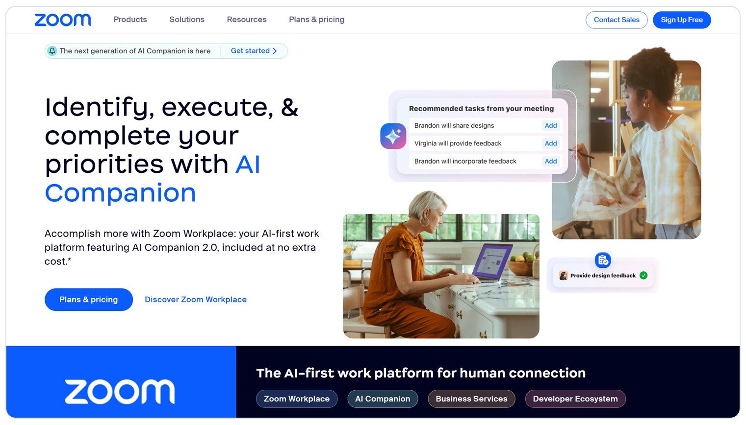 Zoom for video conferencing, identify, execute and complete your priorities with AI Companion