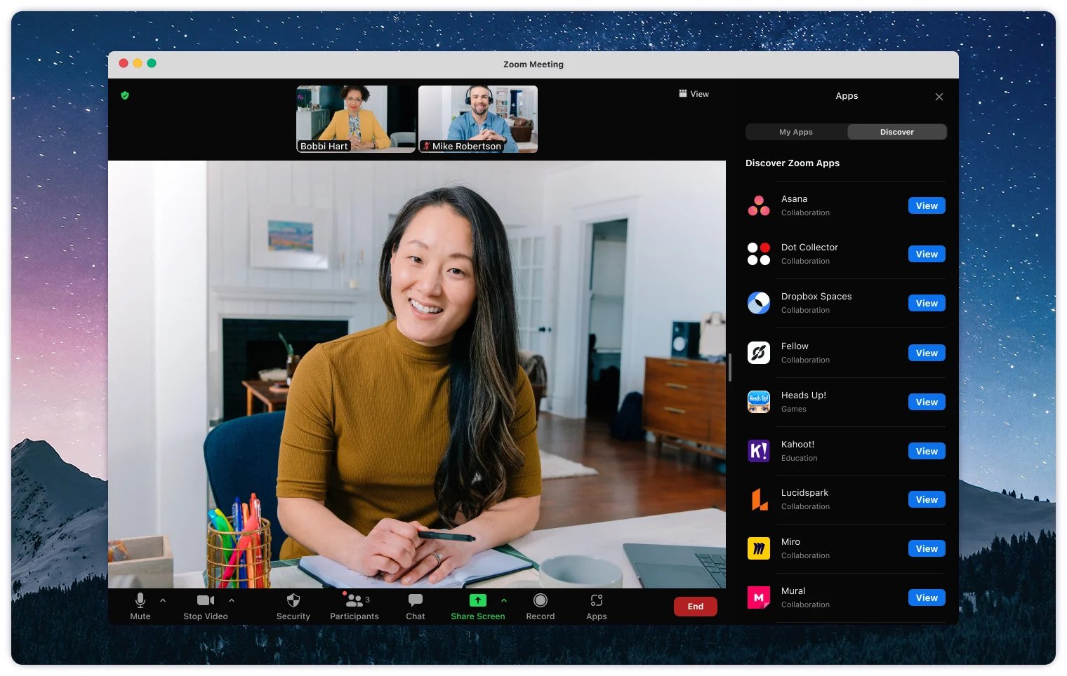 Zoom team meeting dashboard with plugins