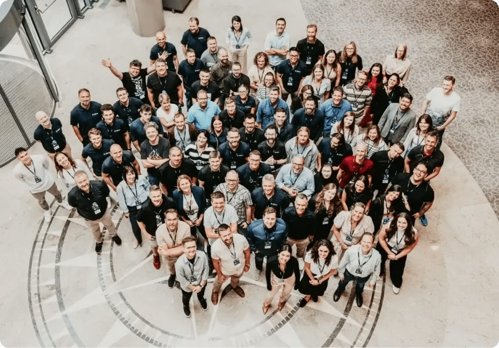 About Us - We believe in great content, Ziflow team standing in Warszawianka hotel entrance hall