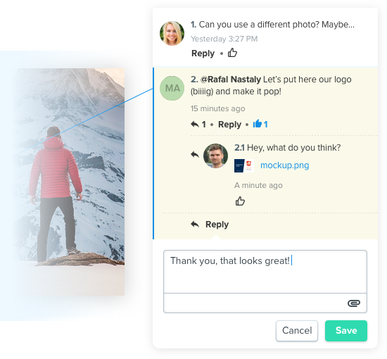 Design review and approval - comments section with markup tool