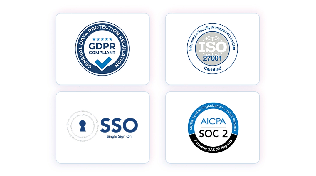 Built to protect,  tested to perform - security certifcates badges, GDPR, ISO, SSO< AICPA SOC 2.webp.webp