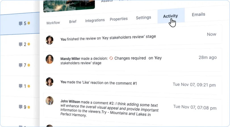 Built-in audit trails of Ziflow, activity tab of a proof details-1