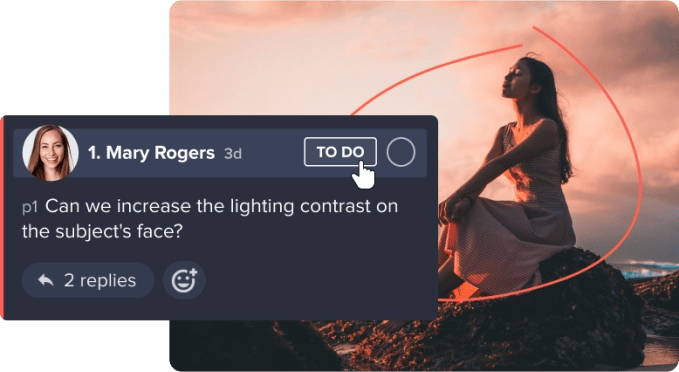 comment feature of ziflow and markup tool highlighting character in the picture small