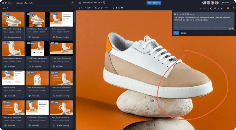 Consistent review across formats - shoe producing company content review in a proof viewer-1