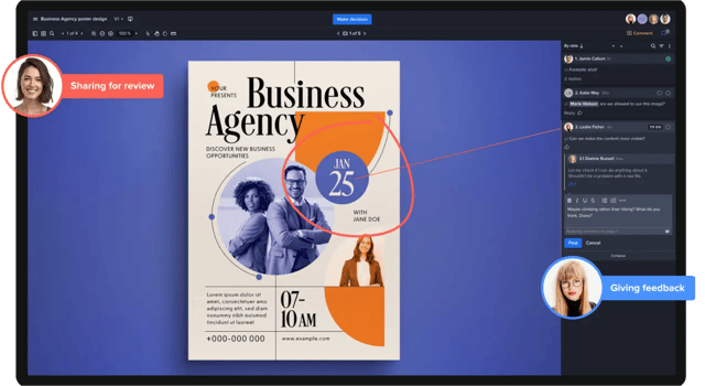 Creative content review in ziflow with markup annotation user interface