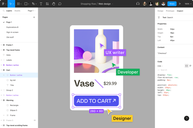 Figma user interface with a project being created by team members