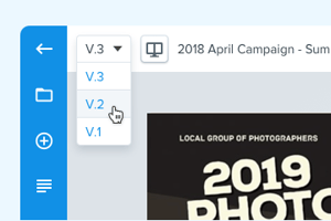 Versions comparison of a project in online proofing software