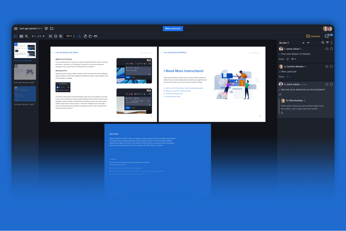 New creative content versions comparison within Ziflow dashboard