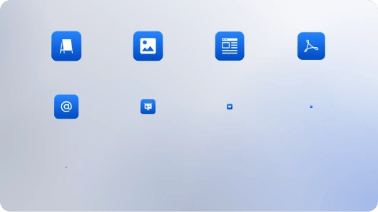 List of different icons representing creative work assets