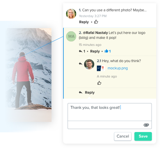 Content markup by Ziflow and commenting feature