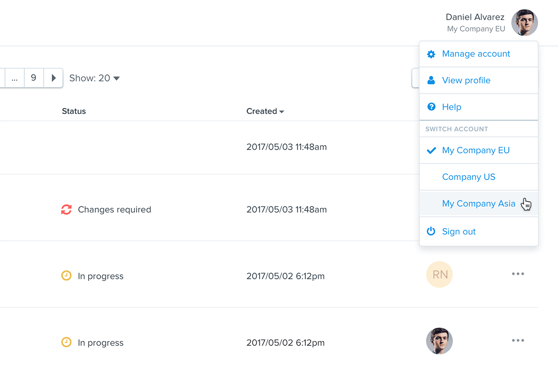 Multi-account support for online proofing deployments