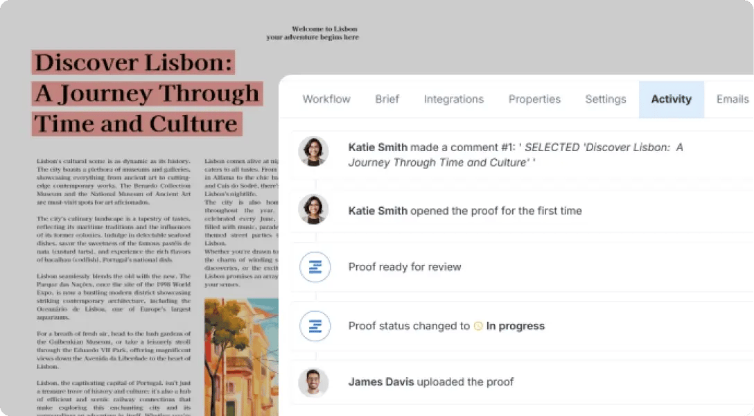 Newspaper content activity log in a proof details of Ziflow-1