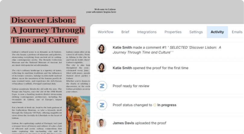 Newspaper content activity log in a proof details of Ziflow-1
