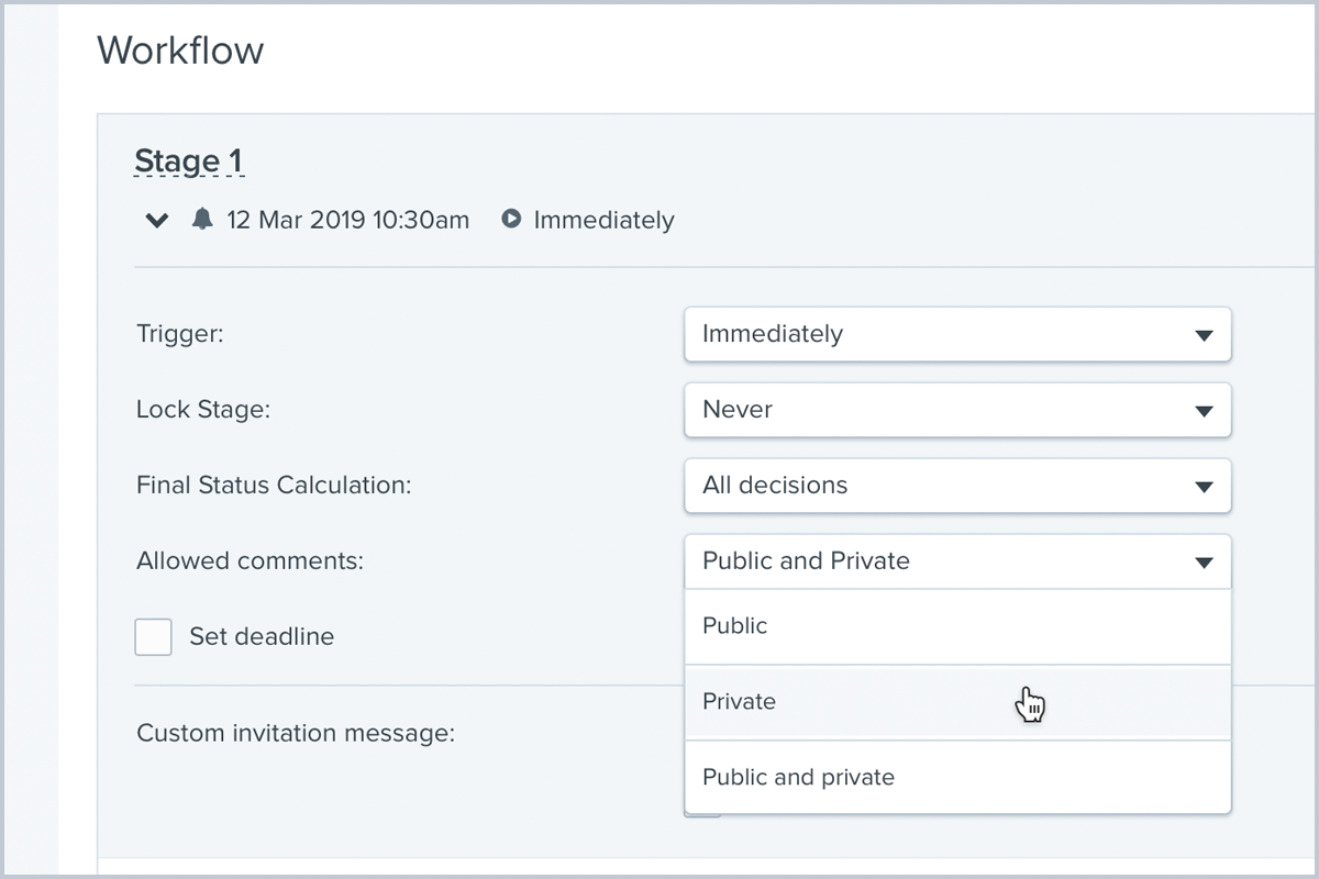 Mandatory Private Comments for internal collaborative discussion