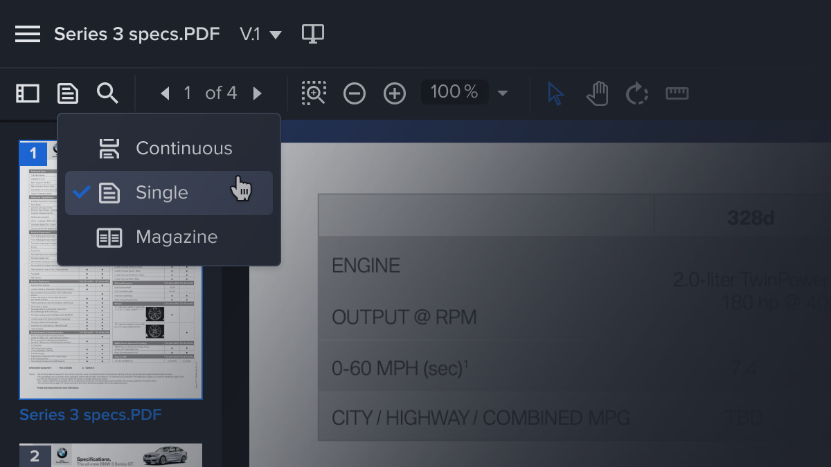 Single Page view enhancement in the new proof viewer