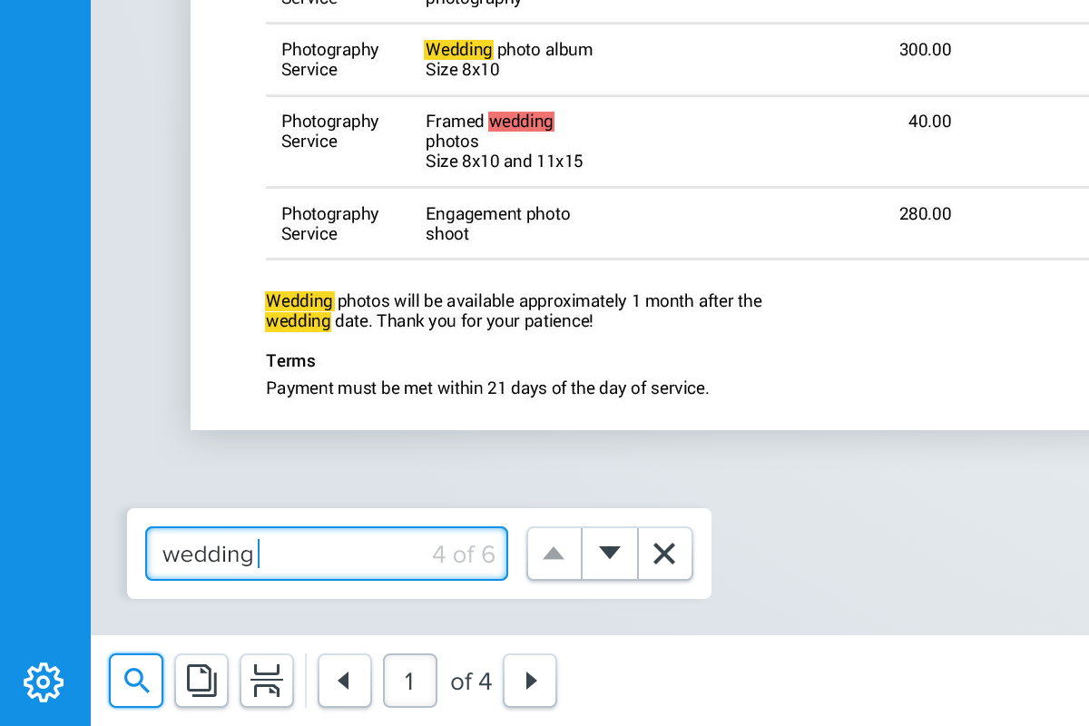 Search text on proofs