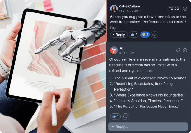 Ziflow AI feature in proof viewer comments section