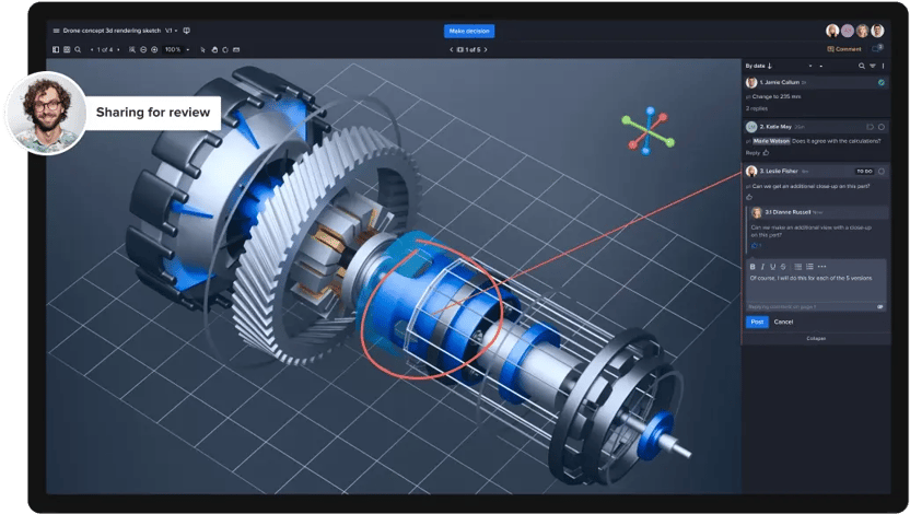 Ziflow proof viewer with engine see-through model and commenting section for online proofing
