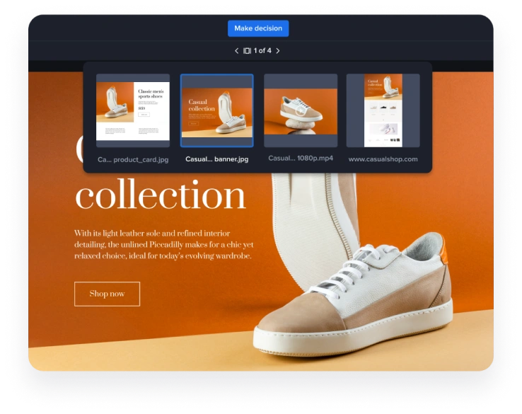 Batch review of shoes products proofs in Ziflow proof viewer