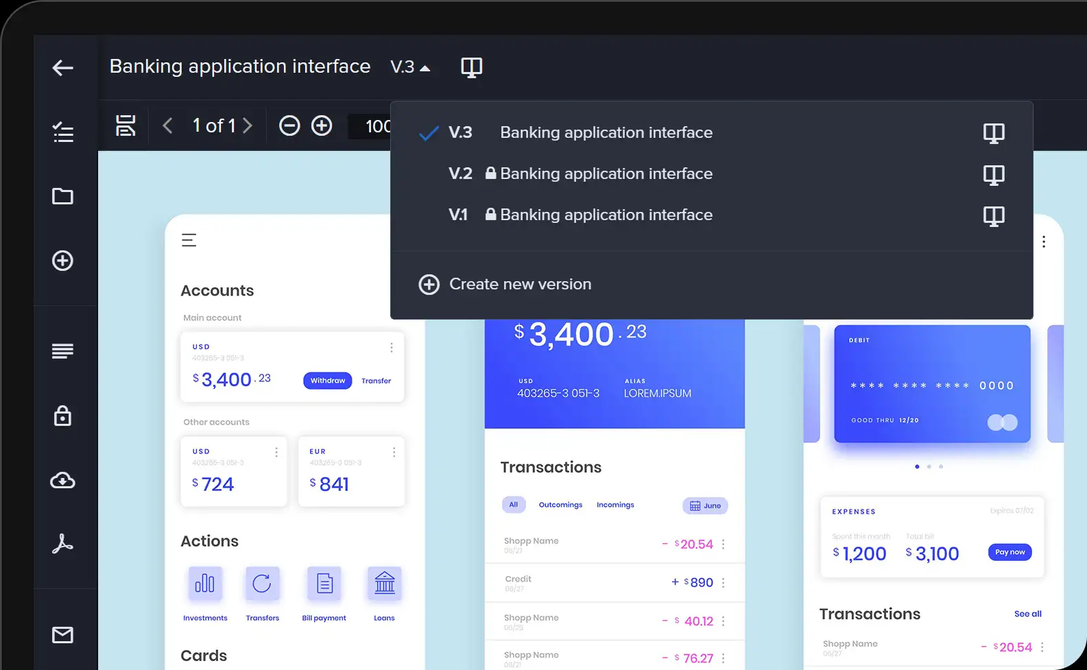Version control of creative web design for a payment system